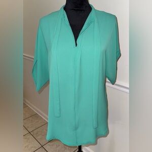 Mint Green Tie-Neck Blouse – Flowy & Chic